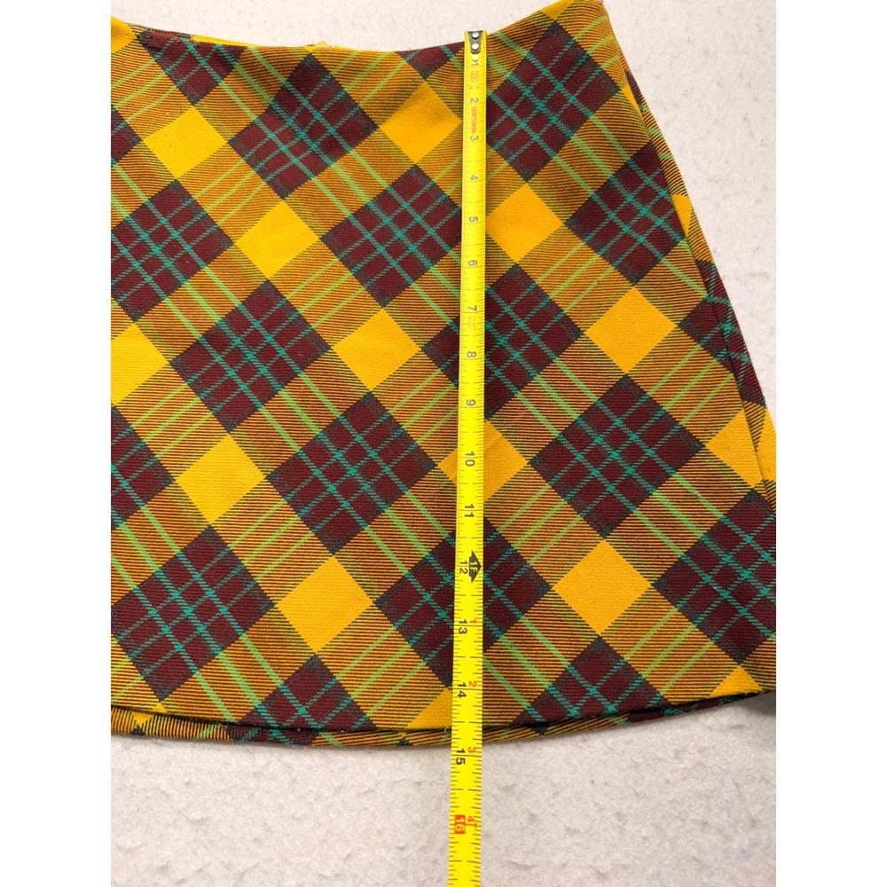 Zara Woman Yellow Plaid Mini Skirt Tartan A-Line High Waisted Size Small - Picture 5 of 5